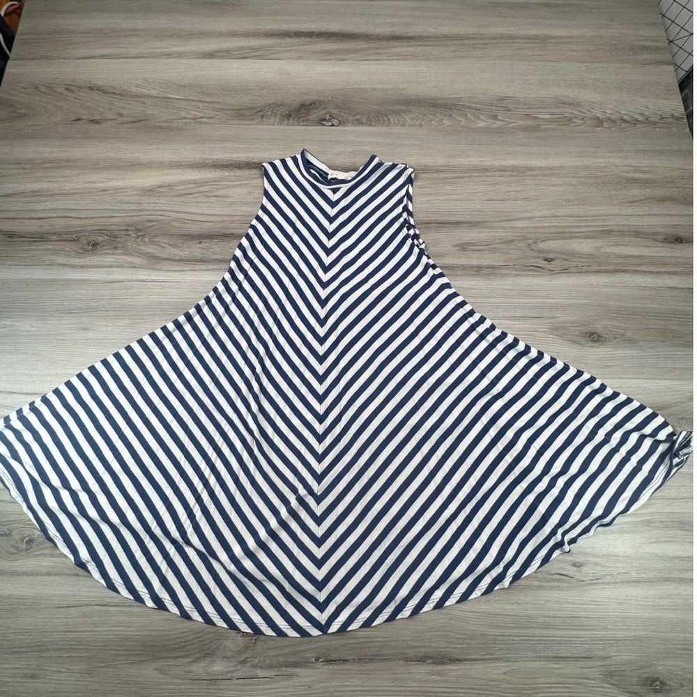 Tucker + Tate Girls Navy Blue White Striped Sleeveless Swing Dress size 7/8